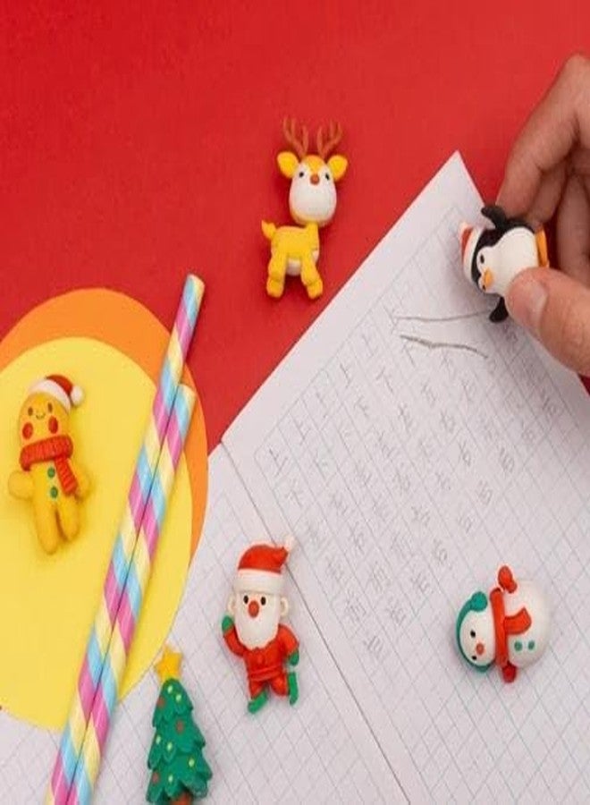 TERA13 Merry Christmas Erasers (2 Set) Smudge-Free Cute Pencil Erasers, Cute Eraser with Santa, Snowman & Tree Stationery Gift for Kids, Holiday School Supplies, Party Favors - Image 3